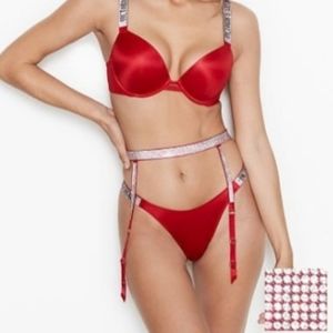 (New) Victoria's Secret - Very Sexy Shine Strap Rhinestone Garter Belt (XS/S)